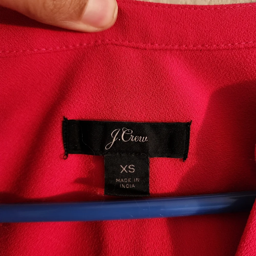 J. Crew 365 Crepe Open V-Neck Blouse Vibrant Hot Pink Top
